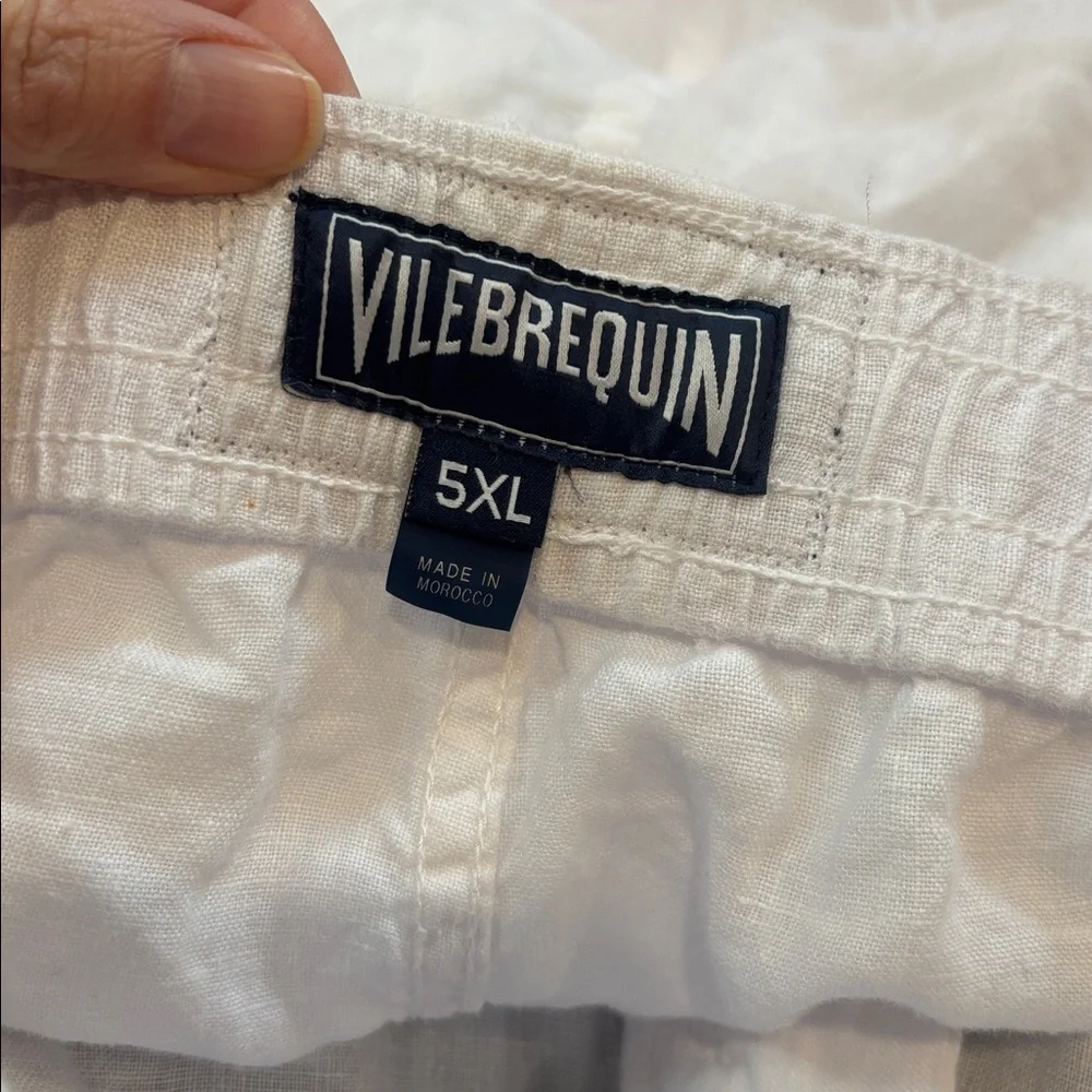 VILEBREQUIN 5X White Pacha Wide-Leg 100% Linen Drawstring Trousers